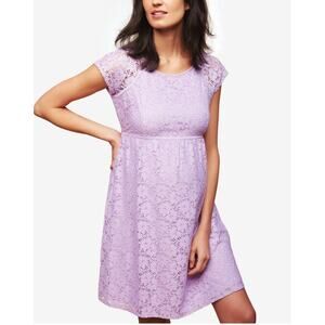Womans motherhood Maternity lilac purple short lace babydoll dress size Large